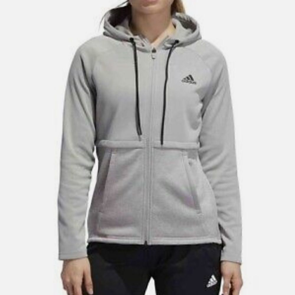 Womens Adidas Team Issue Lifestyle Full-zip Hooded Grey Jacket Size Small